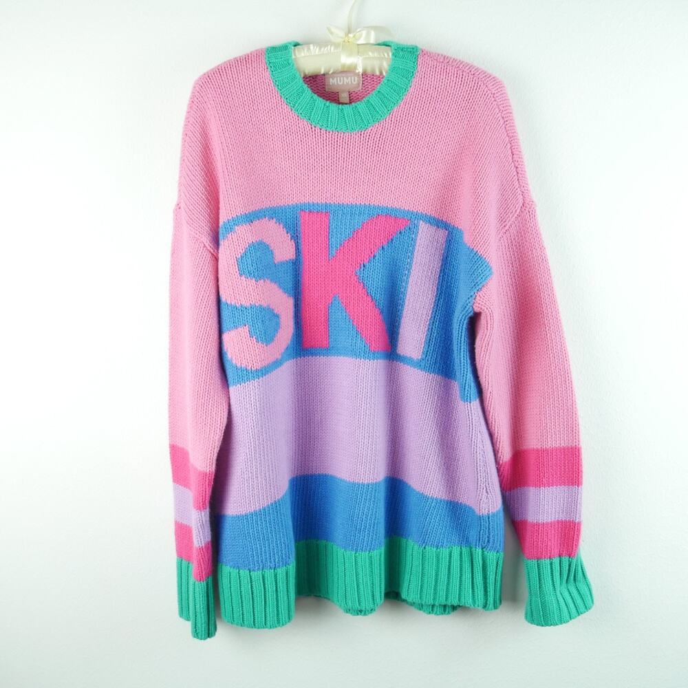 Show Me Your Mumu SKI Sweater Size XS Colorblock Multicolor Pullover Oversized
